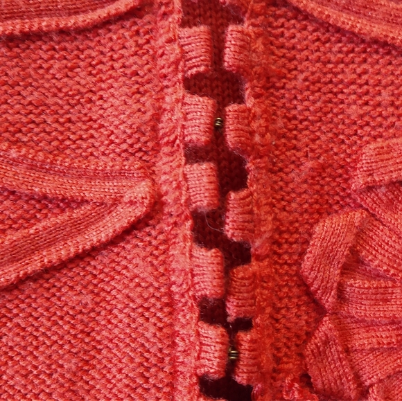 Charlie & Robin Orange Knit Cardigan Wool Sweater - Picture 3 of 8